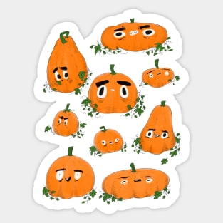 Pumpkin Heads - Halloween Spooky Illustration Sticker